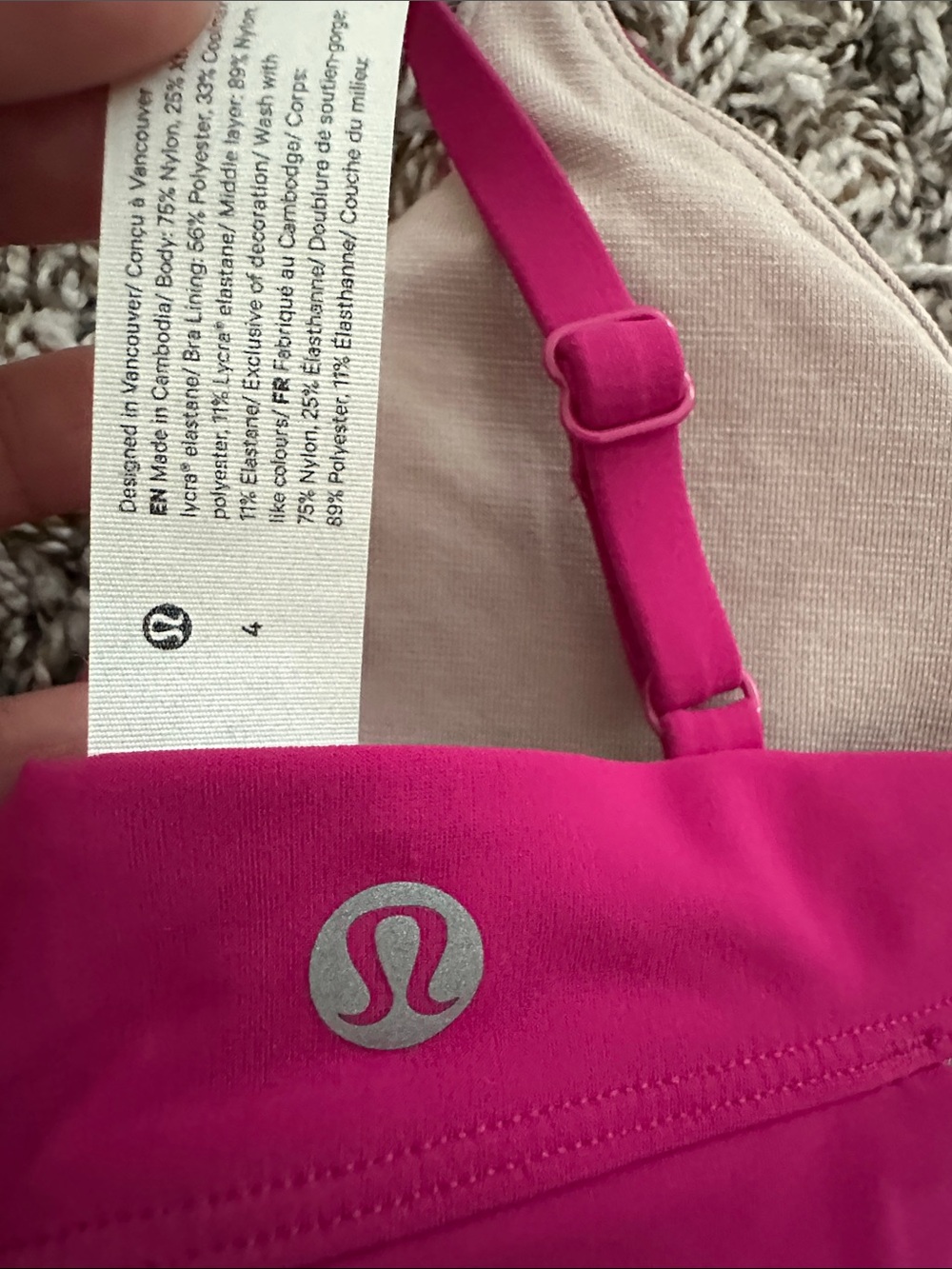 NWOT Lululemon Women's Fuchsia Wrap Bralette Size 4 - Picture 4 of 4